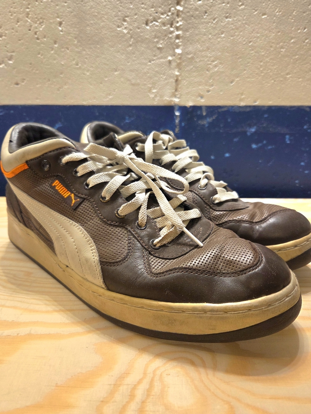Puma Men's Stylish Brown & Cream Sneakers (Size 11)